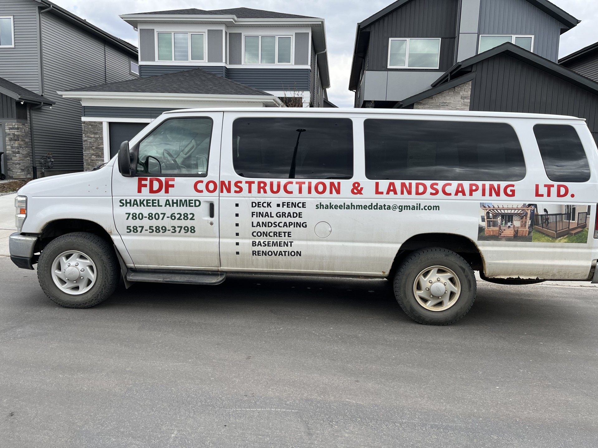 FDF Construction and Landscaping service van in Edmonton