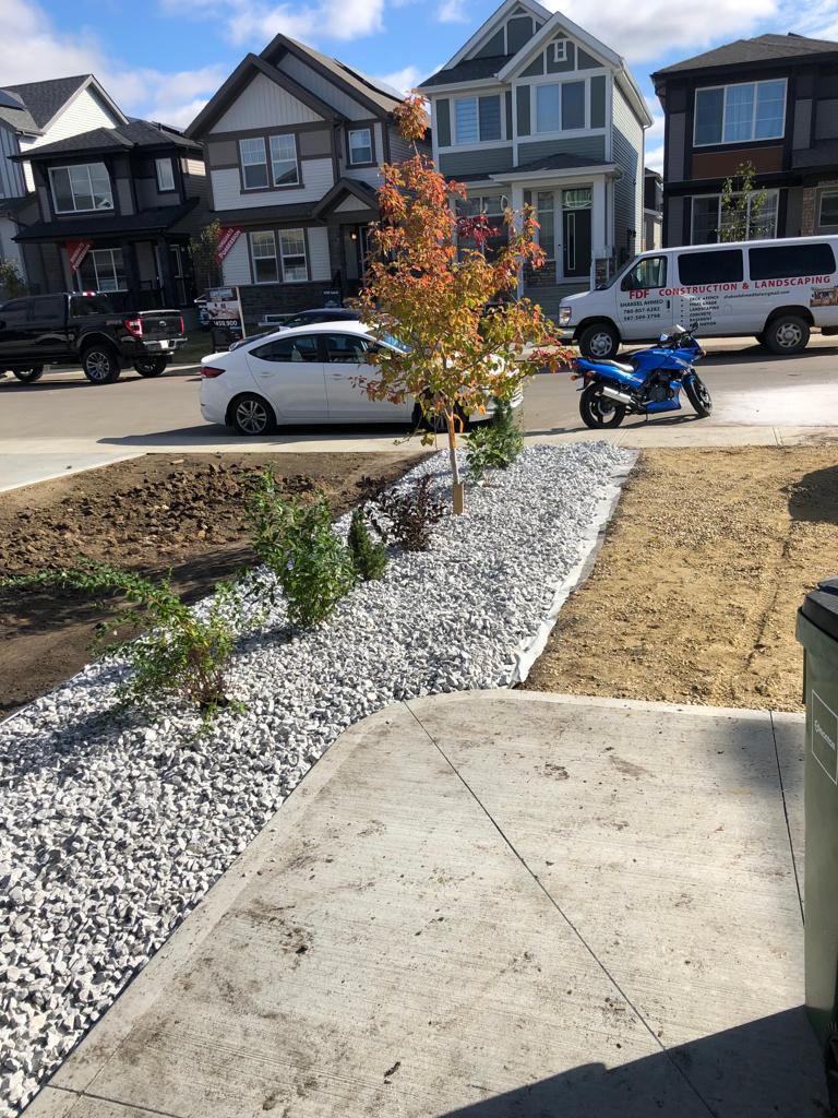 Stone landscaping installation project in Edmonton