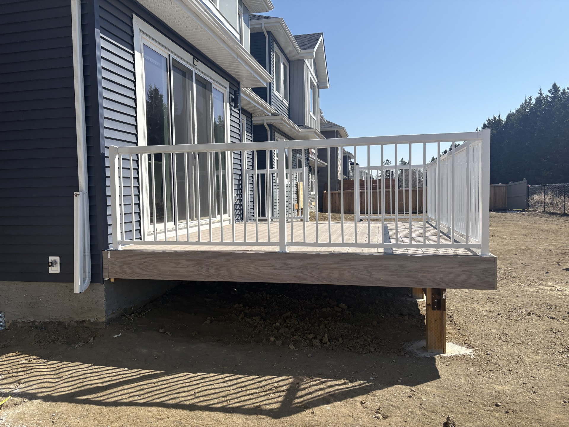 Backyard deck construction project in Edmonton