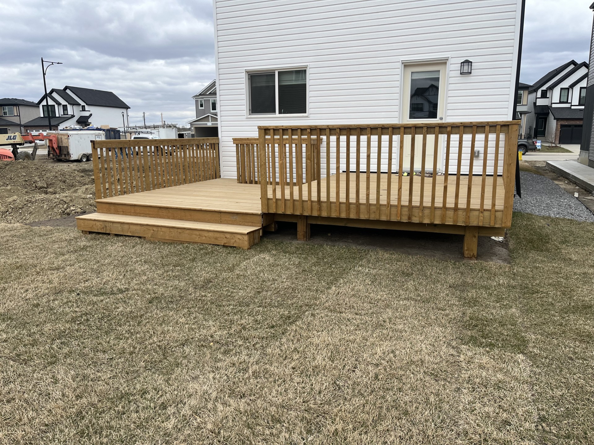 Pressure treated wood deck built in Edmonton